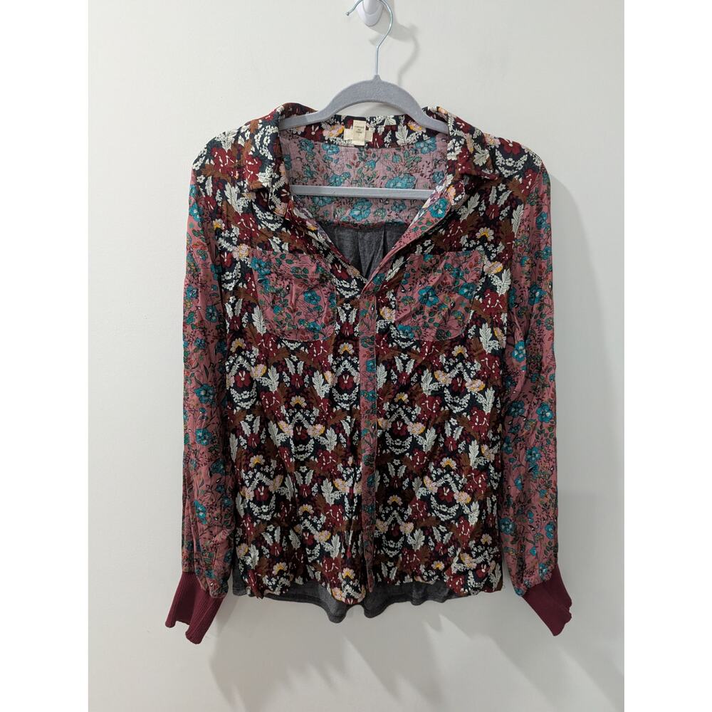 TINY Anthropologie Floral Long Sleeve Blouse